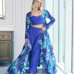 Blue purple cotton beach set ,with a matching cover up beach dress.
