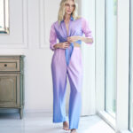 Light lavendar blue silk satin set. Suits cool soft skin tone.