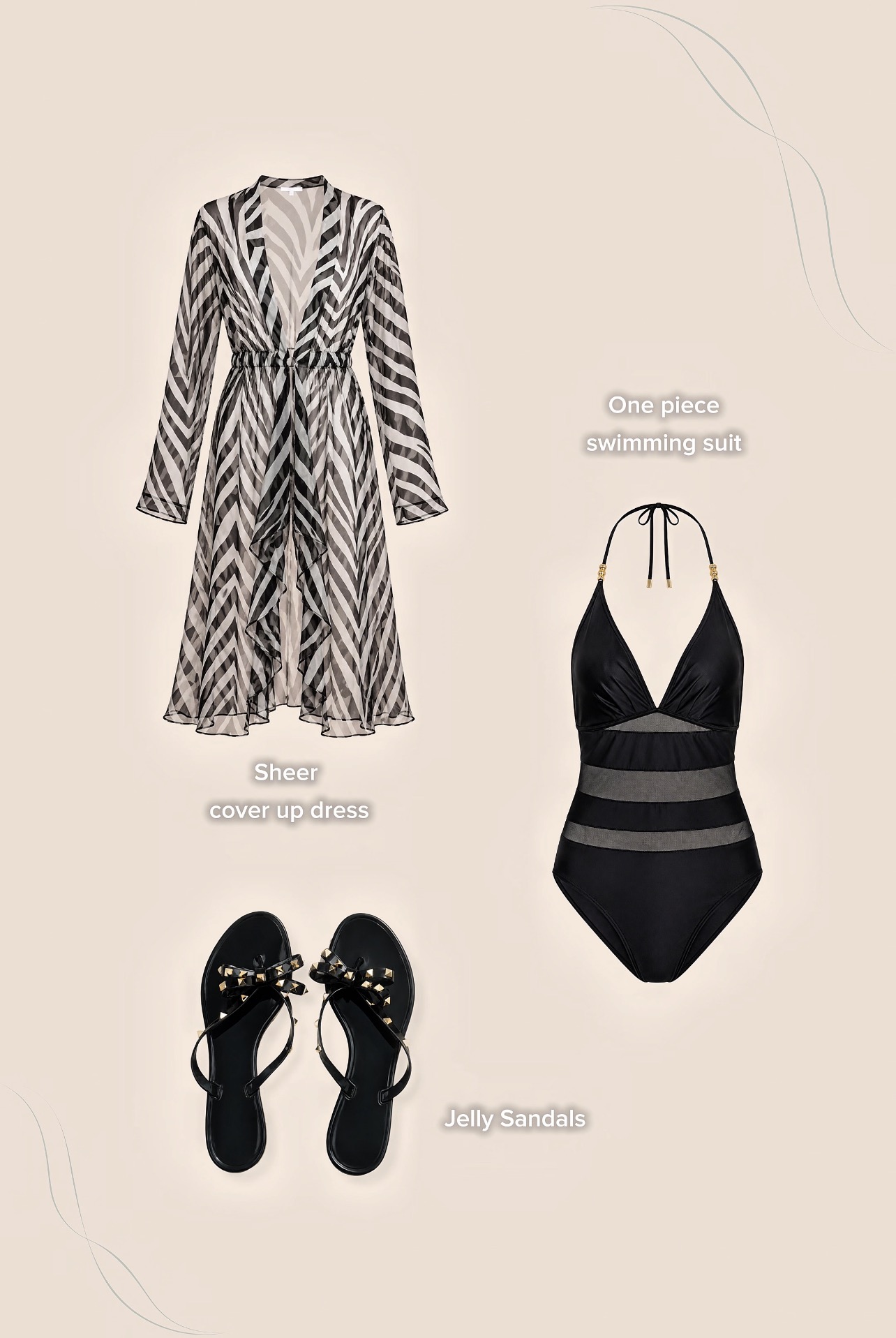 Zebra Print Silk Chiffon Sheer Cover Up Beach Dress – Black & White