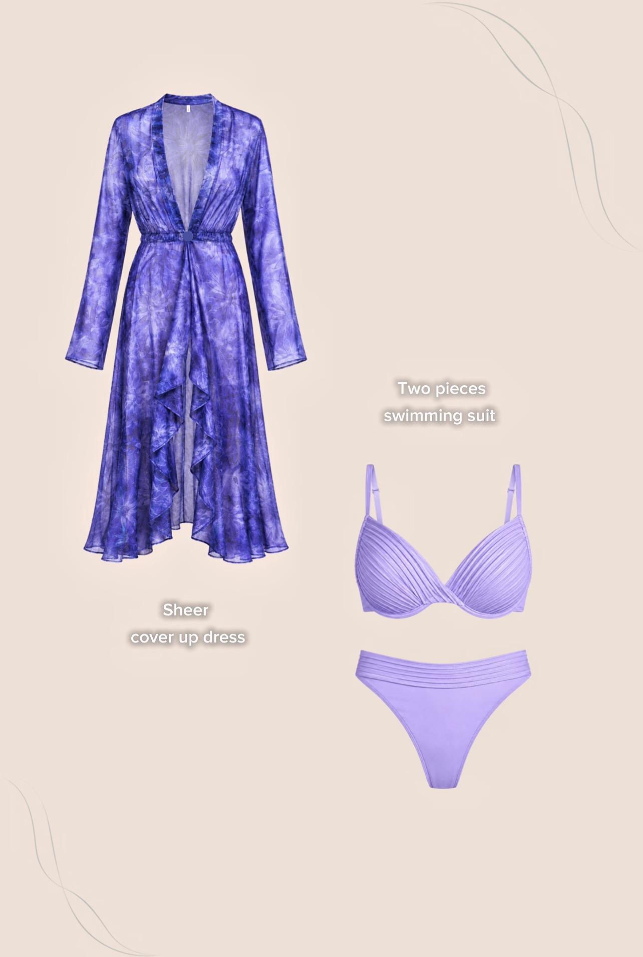 Purple & Blue Purple Chiffon Cover Up Beach Dress
