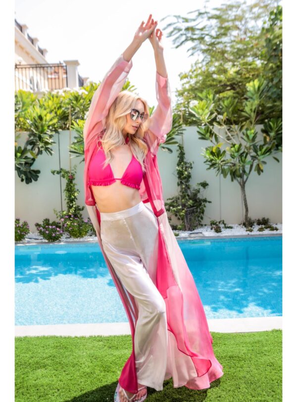 Silk Chiffon Pink Beach Dress - Image 6