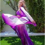 Bright Purple Silk Chiffon Beach Cover Up Dress