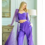 Purple Crop Top and Cut Out Trouser