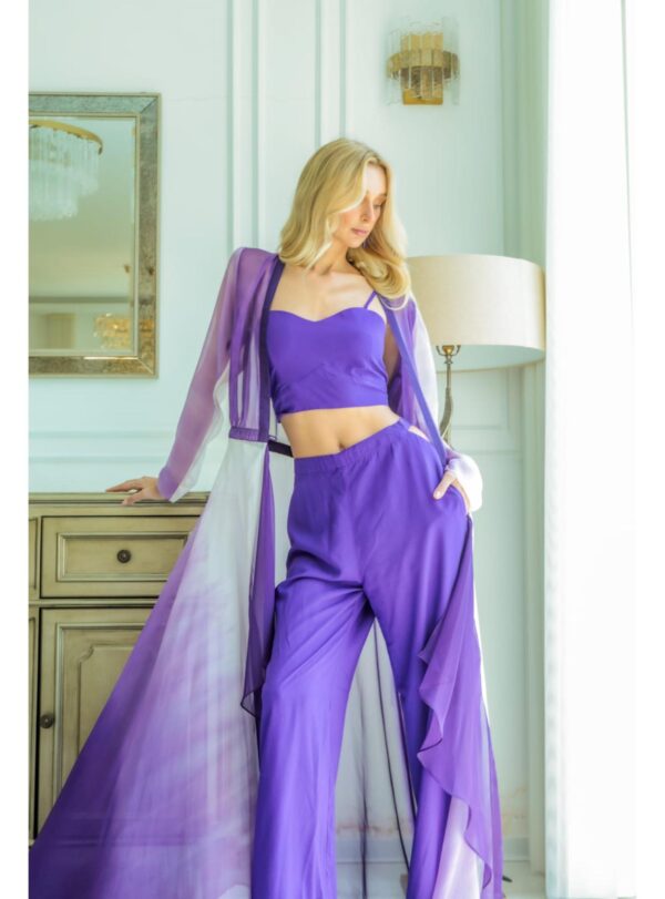 Purple Crop Top and Cut Out Trouser