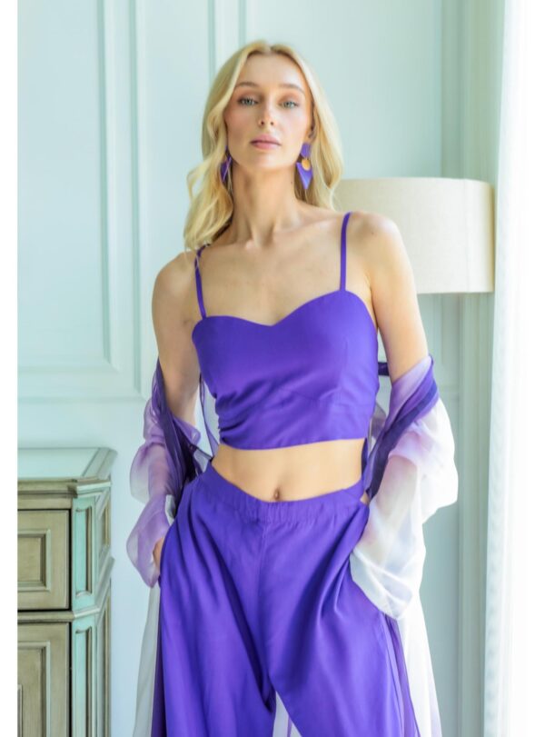 Purple Crop Top and Cut Out Trouser - Image 3