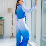 Silk satin royal blue set