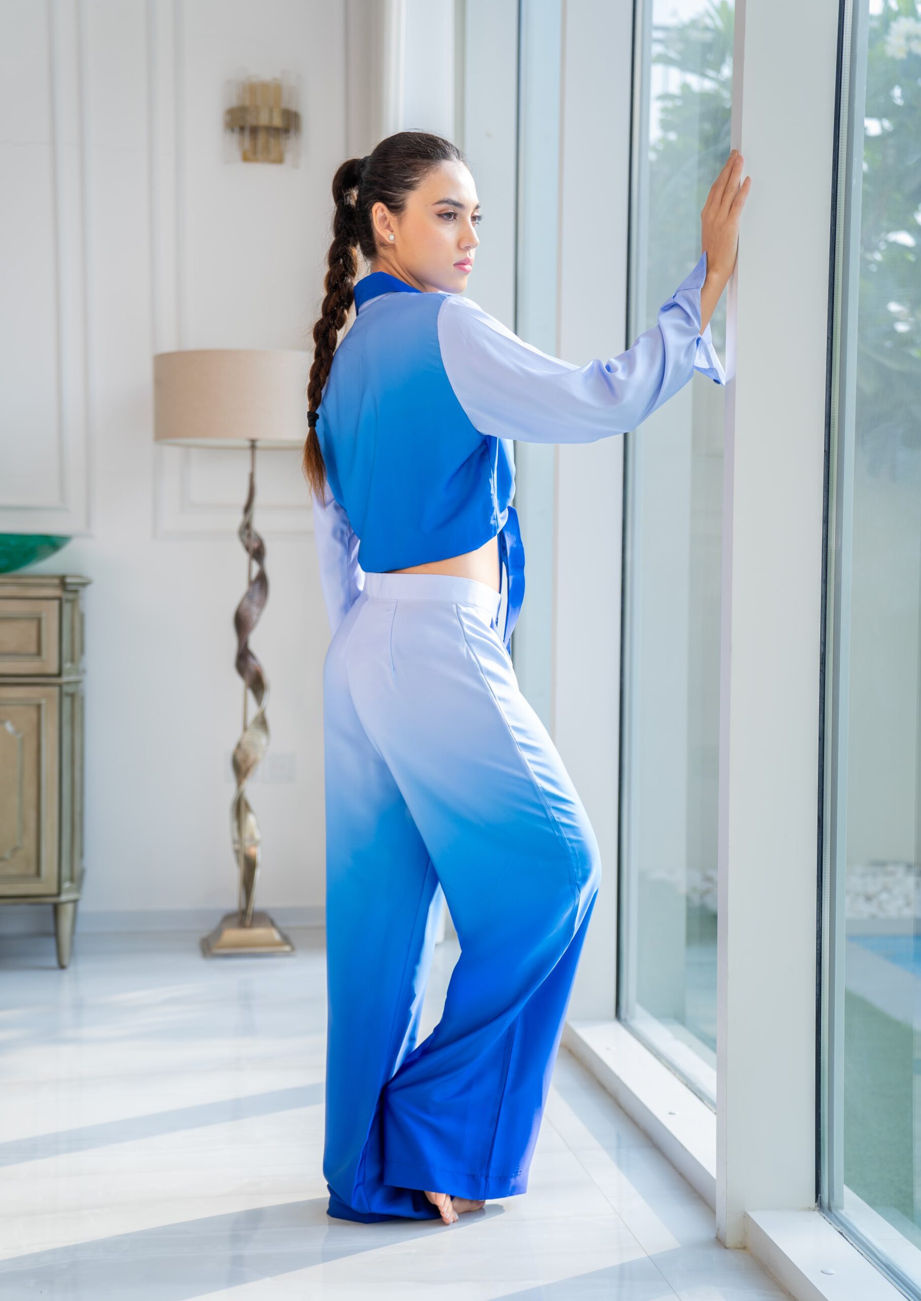 Silk satin royal blue set