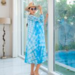 stylish women's long blue turquoise cardigan