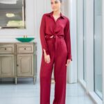 Silk Satin Burgundy Set