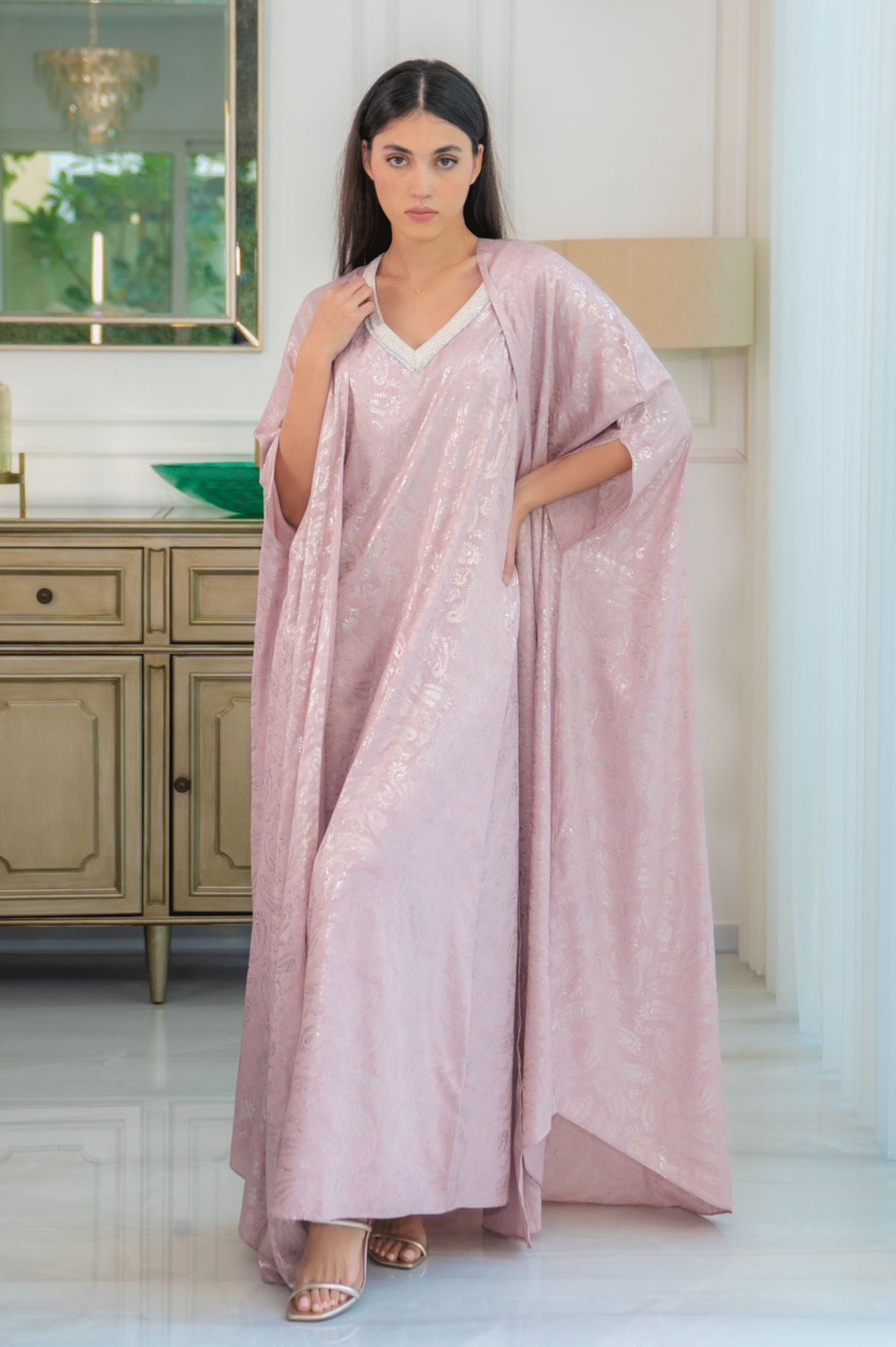 Blush Pink Lumière Set – Dress & Abaya