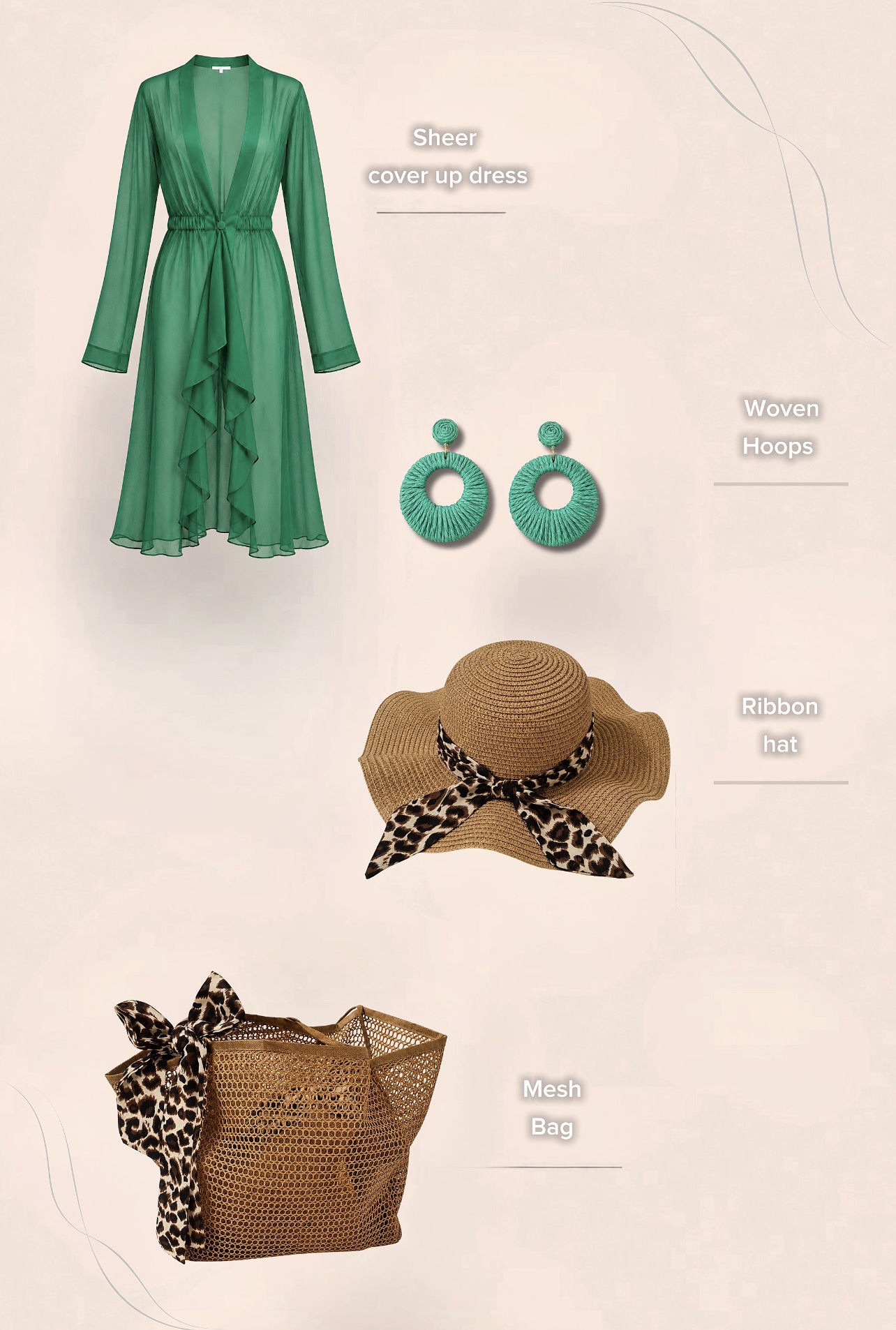 Silk Chiffon Cover Up Beach Dress Bold Green Color