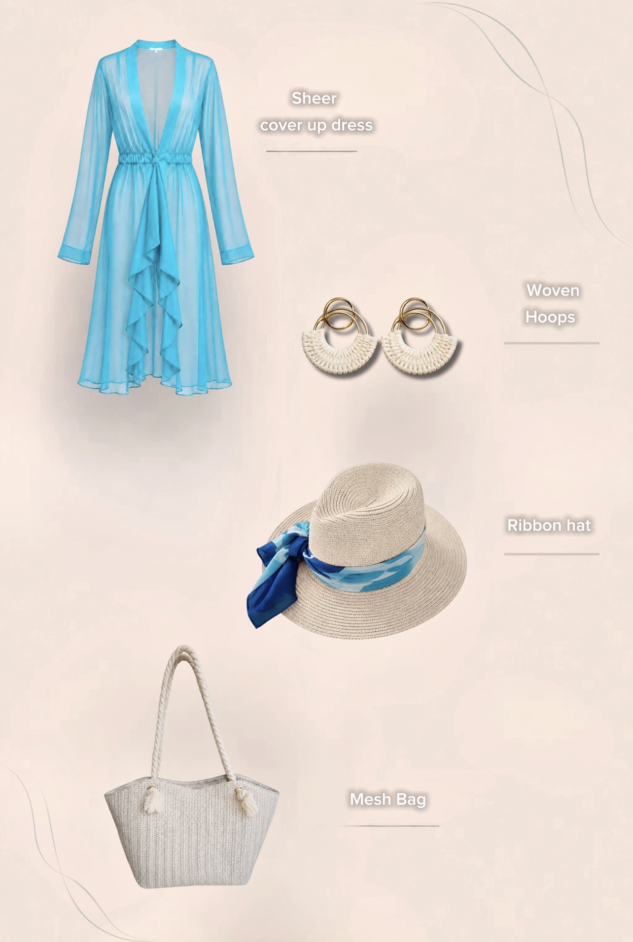 Silk Chiffon Cover Up Beach Dress Turquoise Color