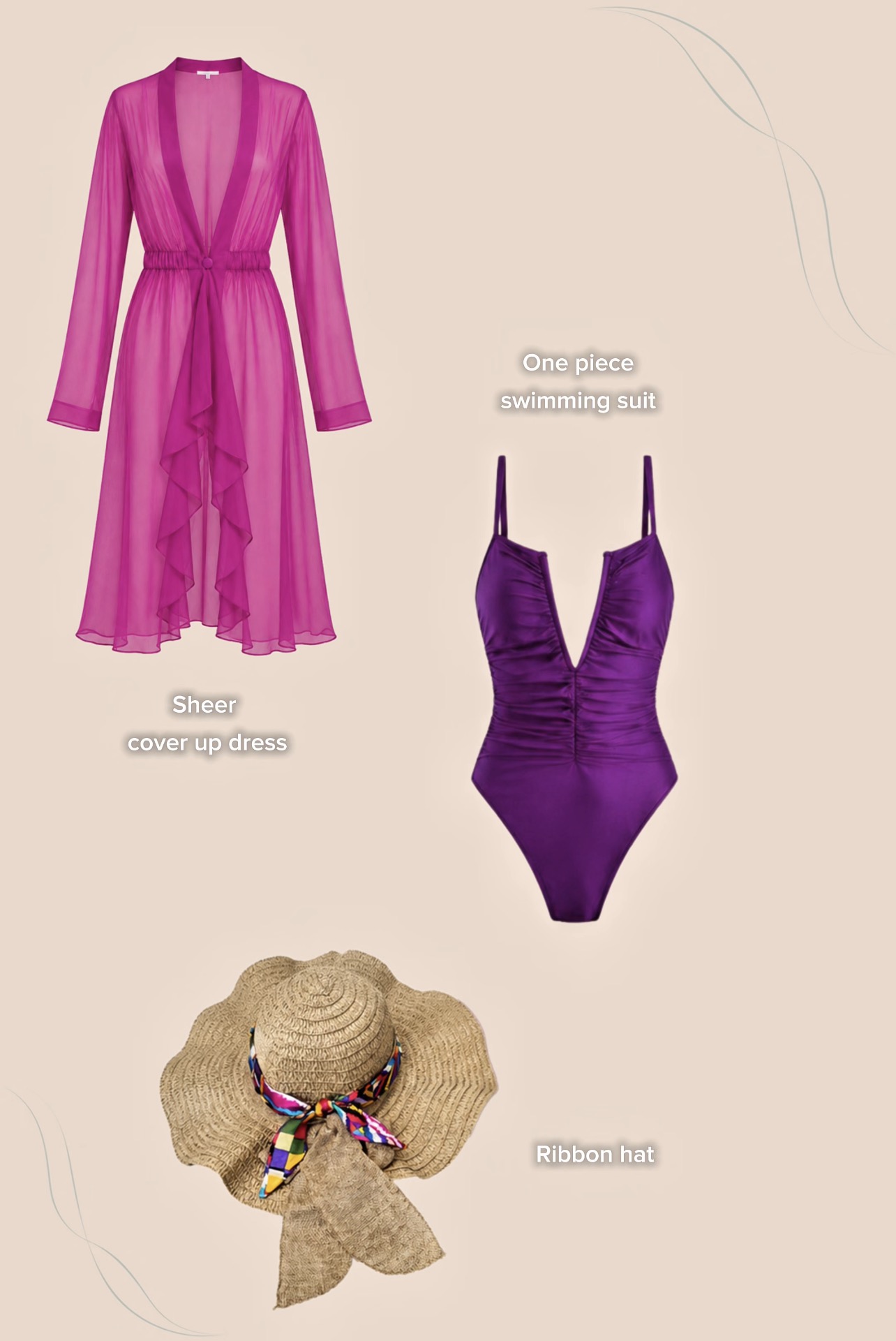 Silk Chiffon Cover Up Beach Dress Bright Purple Color