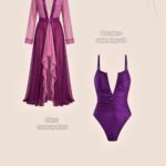 Silk Chiffon Cover Up Beach Dress Pink and Purple Color