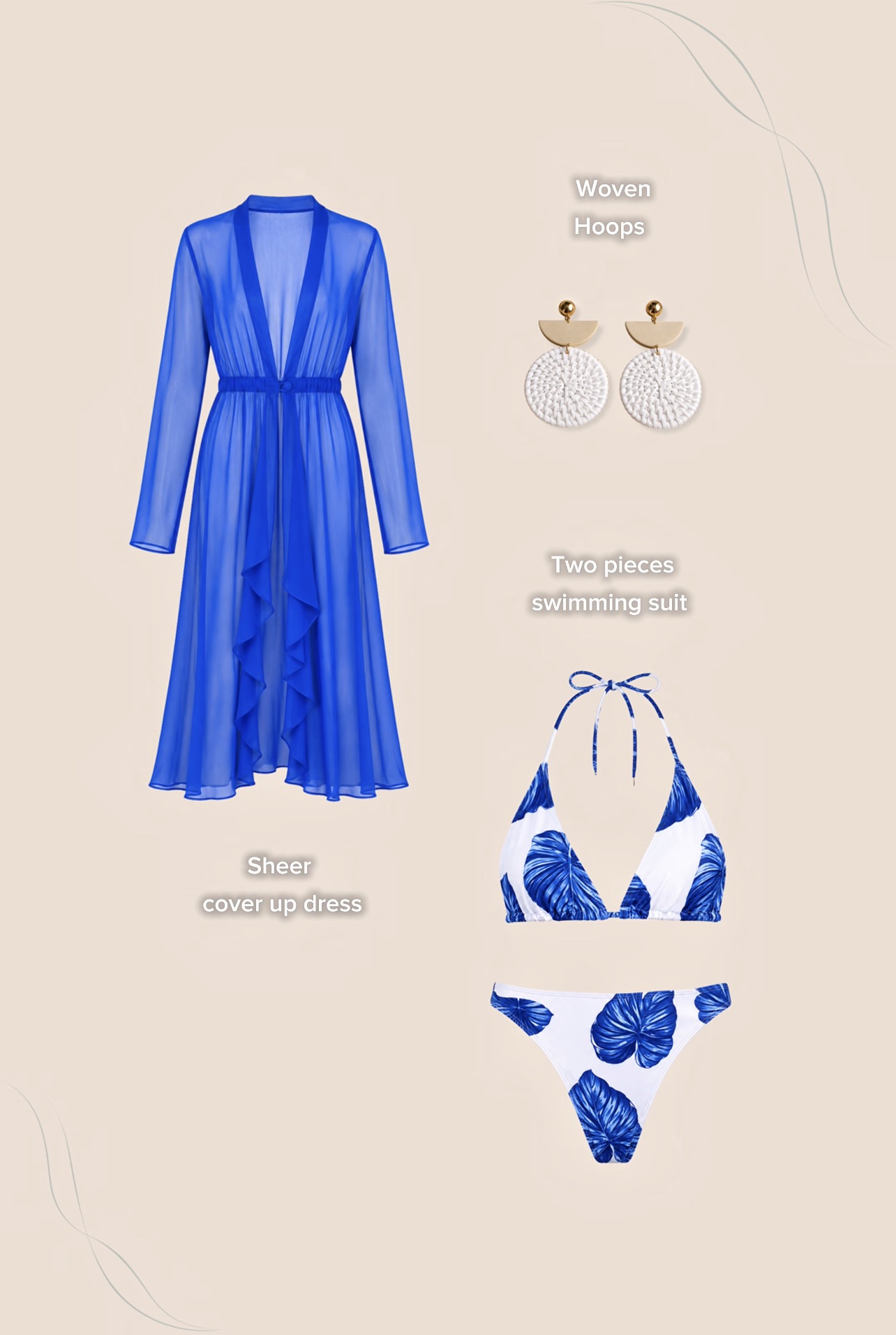 Silk Chiffon Cover Up Beach Dress Royal Blue Color
